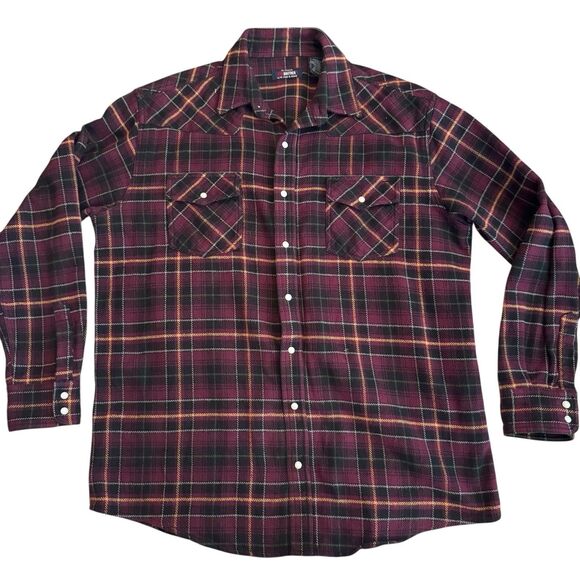 Vintage XL tall Red Green Five Brother Thick Cotton Button Flannel Shirt - USA - Picture 1 of 11